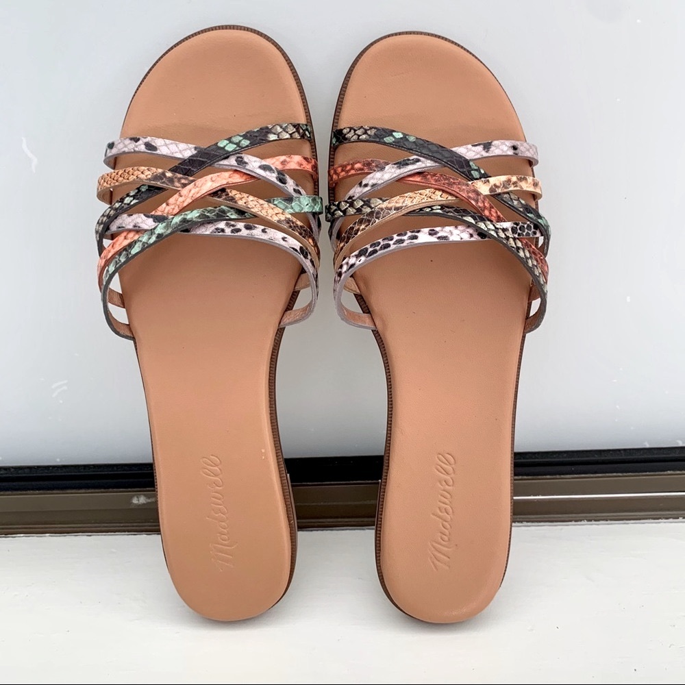 Madewell Tracie Snake-embossed Leather Slides